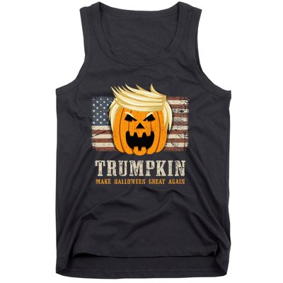 Halloween Trumpkin Vintage US Flag Funny Tank Top