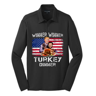 Humor Trump Vance Winner Winner Turkey Dinner Silk Touch Performance Long Sleeve Polo