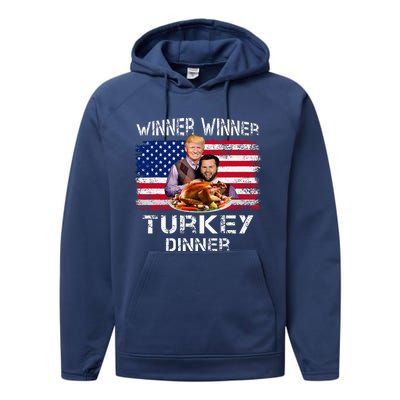 Humor Trump Vance Winner Winner Turkey Dinner Performance Fleece Hoodie