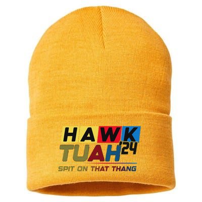 Hawk Tush Viral Election Parody Design Sustainable Knit Beanie