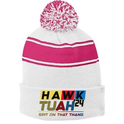 Hawk Tush Viral Election Parody Design Stripe Pom Pom Beanie