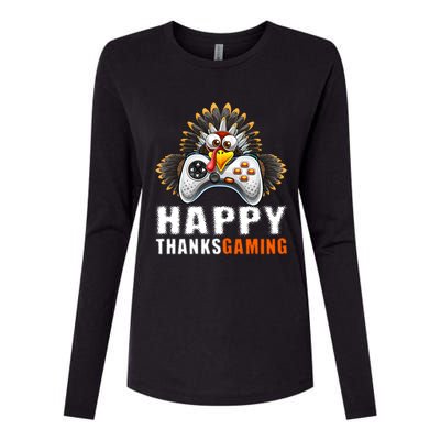 Happy Thanksgiving Video Game Controller Turkey Face Gift Womens Cotton Relaxed Long Sleeve T-Shirt