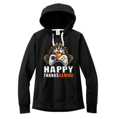 Happy Thanksgiving Video Game Controller Turkey Face Gift Women's Fleece Hoodie