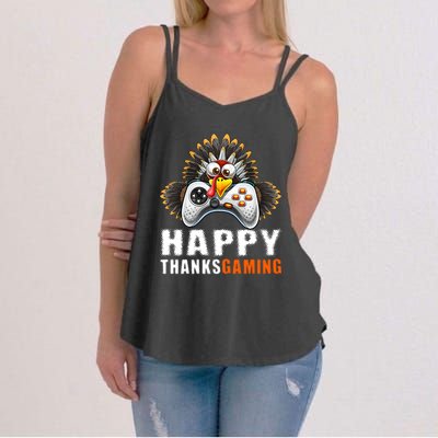 Happy Thanksgiving Video Game Controller Turkey Face Gift Women's Strappy Tank