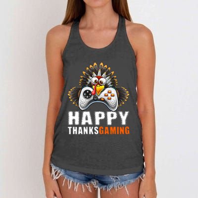 Happy Thanksgiving Video Game Controller Turkey Face Gift Women's Knotted Racerback Tank