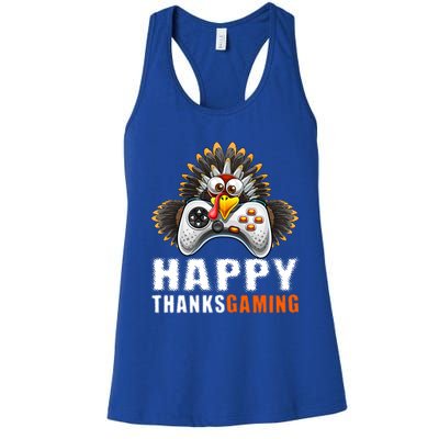 Happy Thanksgiving Video Game Controller Turkey Face Gift Women's Racerback Tank