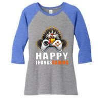 Happy Thanksgiving Video Game Controller Turkey Face Gift Women's Tri-Blend 3/4-Sleeve Raglan Shirt