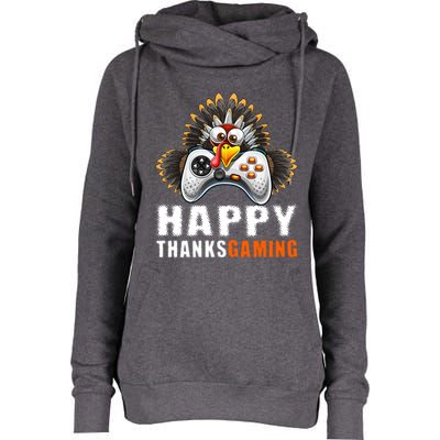 Happy Thanksgiving Video Game Controller Turkey Face Gift Womens Funnel Neck Pullover Hood