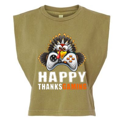 Happy Thanksgiving Video Game Controller Turkey Face Gift Garment-Dyed Women's Muscle Tee