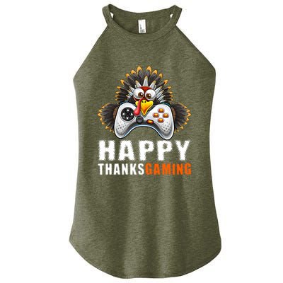 Happy Thanksgiving Video Game Controller Turkey Face Gift Women's Perfect Tri Rocker Tank