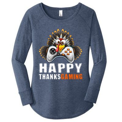 Happy Thanksgiving Video Game Controller Turkey Face Gift Women's Perfect Tri Tunic Long Sleeve Shirt