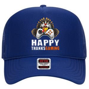 Happy Thanksgiving Video Game Controller Turkey Face Gift High Crown Mesh Back Trucker Hat