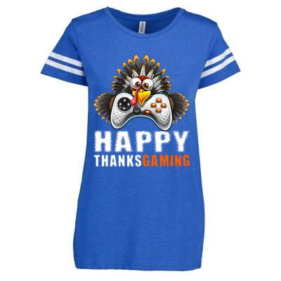 Happy Thanksgiving Video Game Controller Turkey Face Gift Enza Ladies Jersey Football T-Shirt