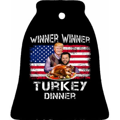 Humor Trump Vance Winner Winner Turkey Dinner Thanksgiving Ceramic Bell Ornament