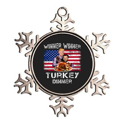 Humor Trump Vance Winner Winner Turkey Dinner Thanksgiving Metallic Star Ornament