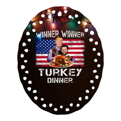 Humor Trump Vance Winner Winner Turkey Dinner Thanksgiving Ceramic Oval Ornament