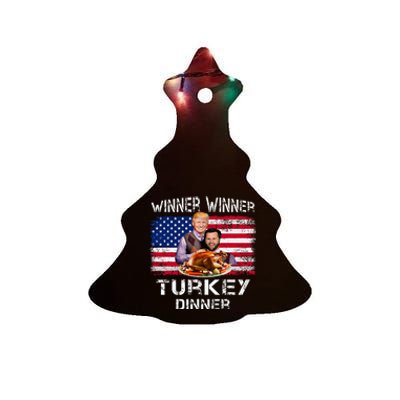 Humor Trump Vance Winner Winner Turkey Dinner Thanksgiving Ceramic Tree Ornament