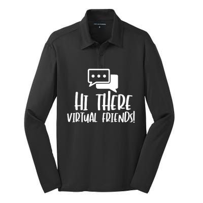 Hi There Virtual Friends Zoom Meeting Silk Touch Performance Long Sleeve Polo