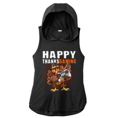 Happy Thanksgiving Video Game Dabbing Turkey Pilgrim Great Gift Ladies PosiCharge Tri-Blend Wicking Draft Hoodie Tank