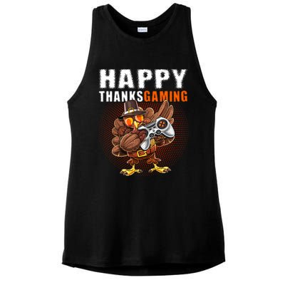 Happy Thanksgiving Video Game Dabbing Turkey Pilgrim Great Gift Ladies PosiCharge Tri-Blend Wicking Tank