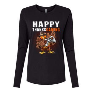 Happy Thanksgiving Video Game Dabbing Turkey Pilgrim Great Gift Womens Cotton Relaxed Long Sleeve T-Shirt