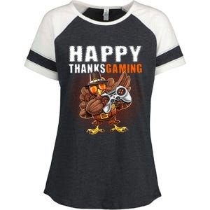 Happy Thanksgiving Video Game Dabbing Turkey Pilgrim Great Gift Enza Ladies Jersey Colorblock Tee