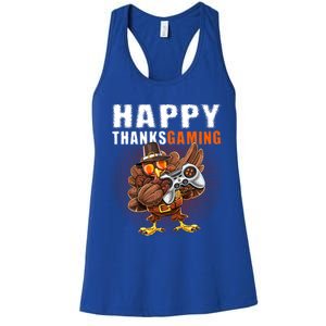 Happy Thanksgiving Video Game Dabbing Turkey Pilgrim Great Gift Women's Racerback Tank