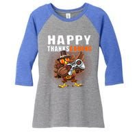 Happy Thanksgiving Video Game Dabbing Turkey Pilgrim Great Gift Women's Tri-Blend 3/4-Sleeve Raglan Shirt