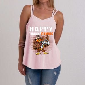 Happy Thanksgiving Video Game Dabbing Turkey Pilgrim Great Gift Women's Strappy Tank