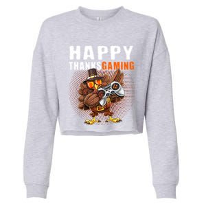 Happy Thanksgiving Video Game Dabbing Turkey Pilgrim Great Gift Cropped Pullover Crew