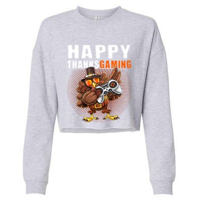 Happy Thanksgiving Video Game Dabbing Turkey Pilgrim Great Gift Cropped Pullover Crew