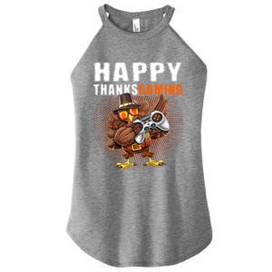 Happy Thanksgiving Video Game Dabbing Turkey Pilgrim Great Gift Women's Perfect Tri Rocker Tank