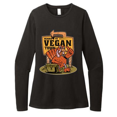 Headed To Vegan Town Chicken Womens CVC Long Sleeve Shirt