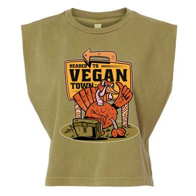 Headed To Vegan Town Chicken Garment-Dyed Women's Muscle Tee