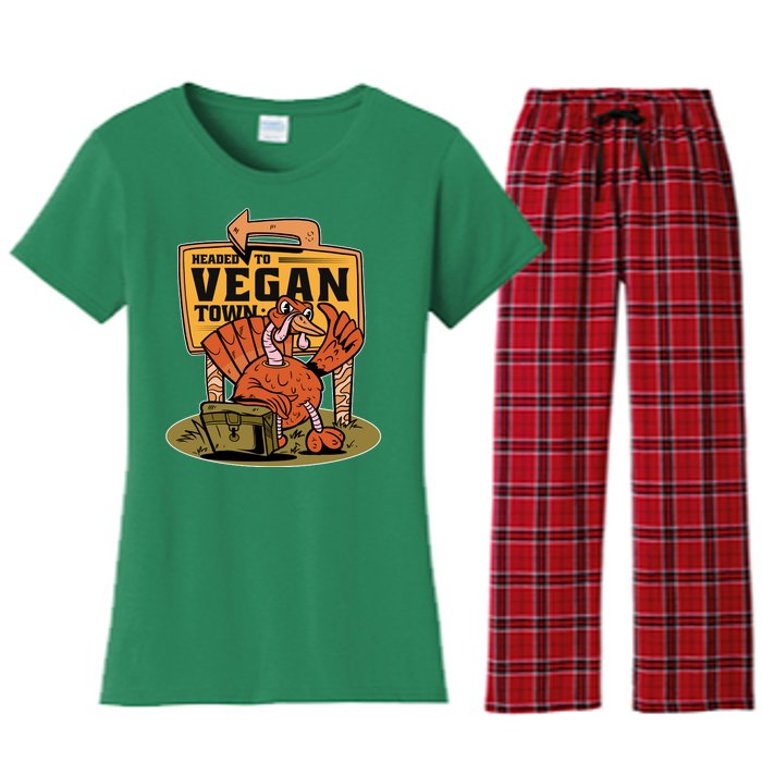 Headed To Vegan Town Chicken Women's Flannel Pajama Set