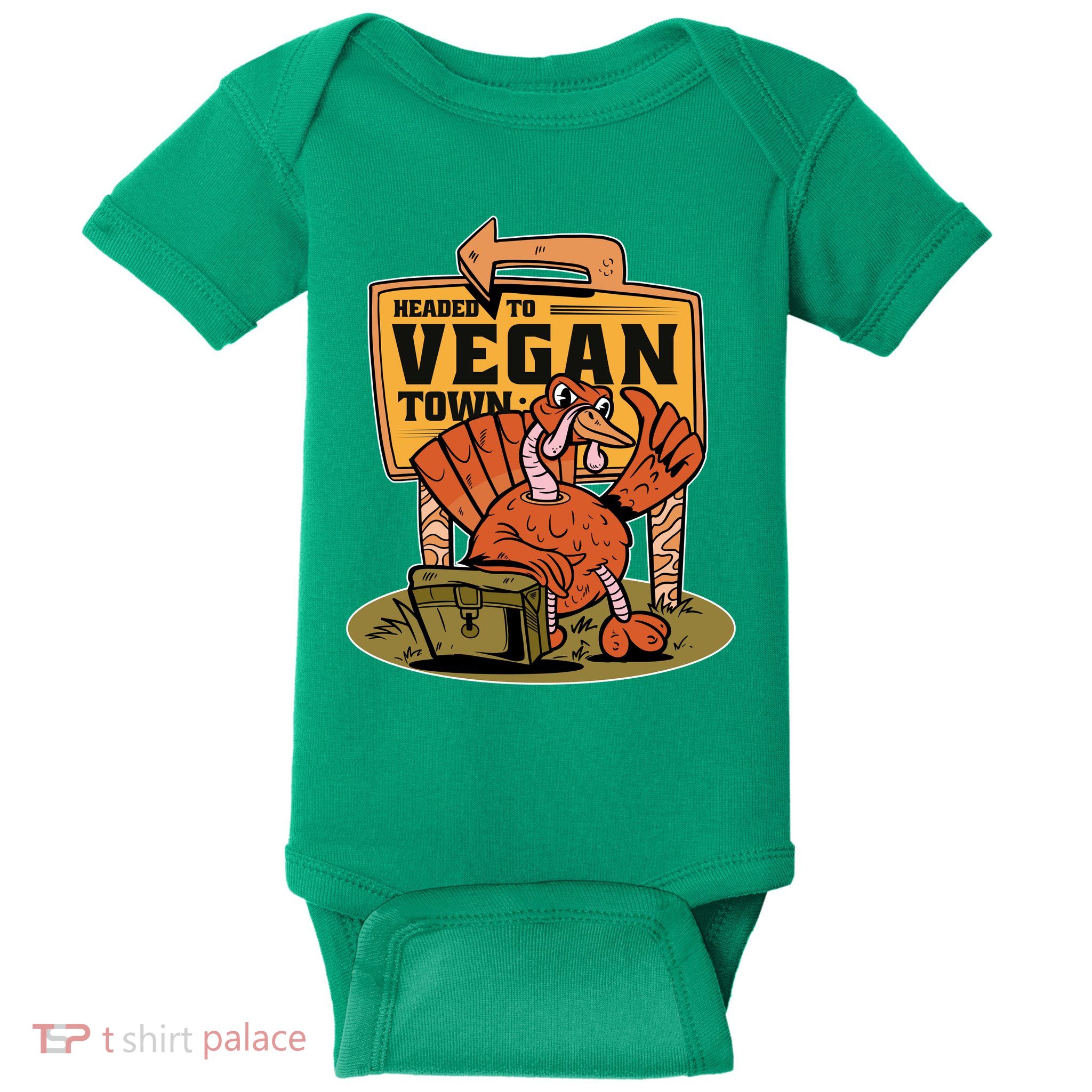 Headed To Vegan Town Chicken Baby Bodysuit