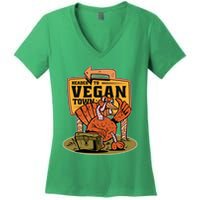 Headed To Vegan Town Chicken Women's V-Neck T-Shirt
