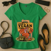 Headed To Vegan Town Chicken Women's V-Neck T-Shirt