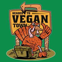 Headed To Vegan Town Chicken Women's V-Neck T-Shirt