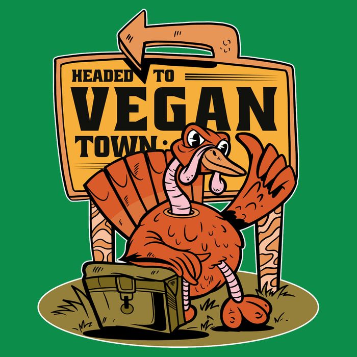 Headed To Vegan Town Chicken Women's V-Neck T-Shirt
