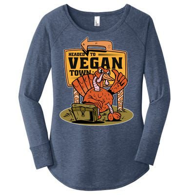 Headed To Vegan Town Chicken Women's Perfect Tri Tunic Long Sleeve Shirt