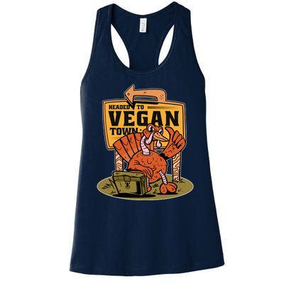 Headed To Vegan Town Chicken Women's Racerback Tank