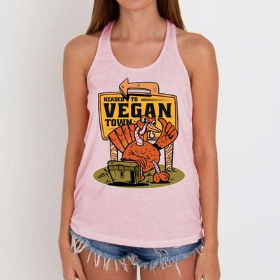 Headed To Vegan Town Chicken Women's Knotted Racerback Tank