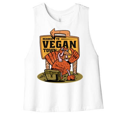 Headed To Vegan Town Chicken Women's Racerback Cropped Tank