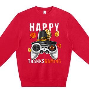 Happy Thanksgiving Video Game Controller Pilgrim Costume Premium Crewneck Sweatshirt