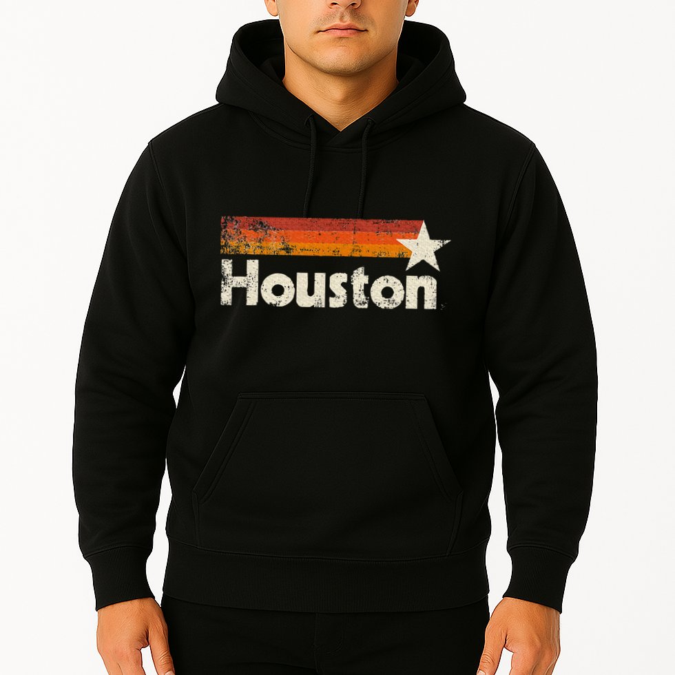 Houston Texas Vintage Houston Stripes Strong Old 70s 80s 90s Hoodie