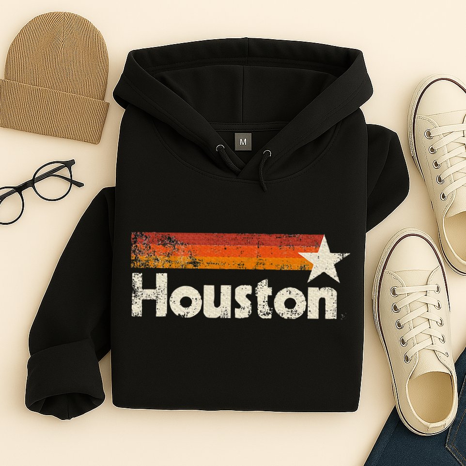 Houston Texas Vintage Houston Stripes Strong Old 70s 80s 90s Hoodie