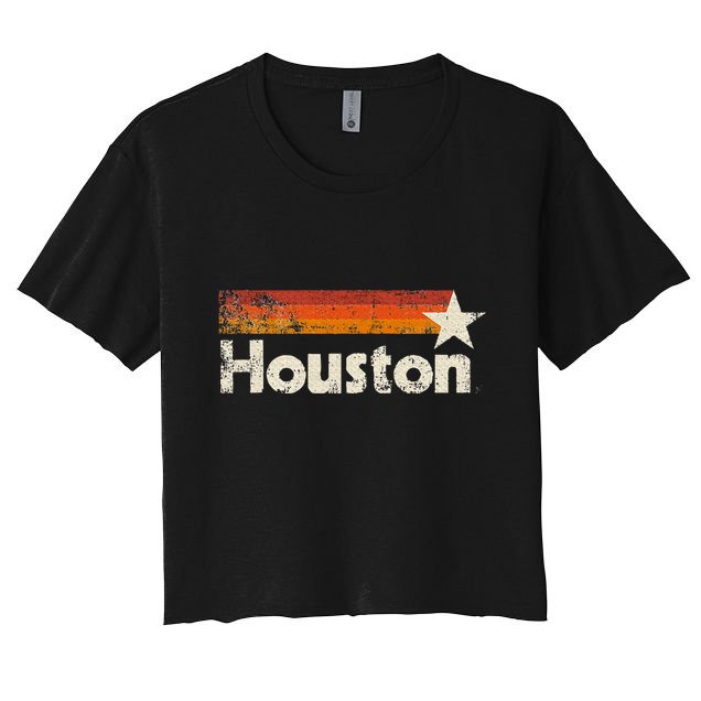 Houston Texas Vintage Houston Stripes Strong Old 70s 80s 90s Crop Top