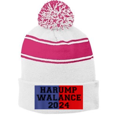 Harris Trump Walz Vance Funny 2024 Stripe Pom Pom Beanie