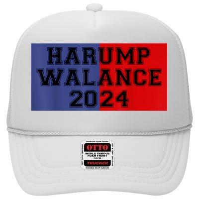 Harris Trump Walz Vance Funny 2024 High Crown Mesh Back Trucker Hat